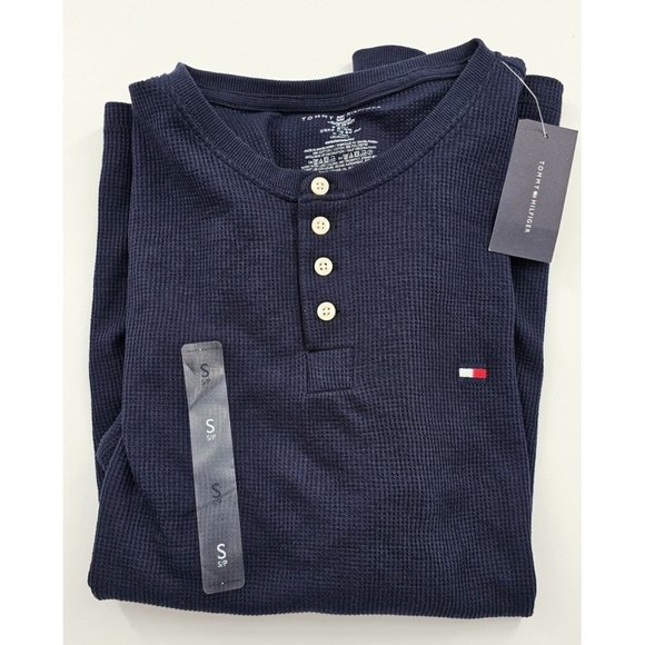 NEW!!! TOMMY HILFIGER THERMAL SLEEP HENLEY Dark Navy Size‎ Small - Picture 1 of 4